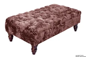Tiffany Buttoned Crushed Velvet Footstool - Magenta with Optional Storage