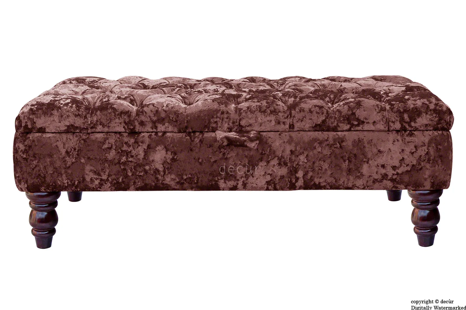 Tiffany Buttoned Crushed Velvet Footstool - Magenta with Optional Storage