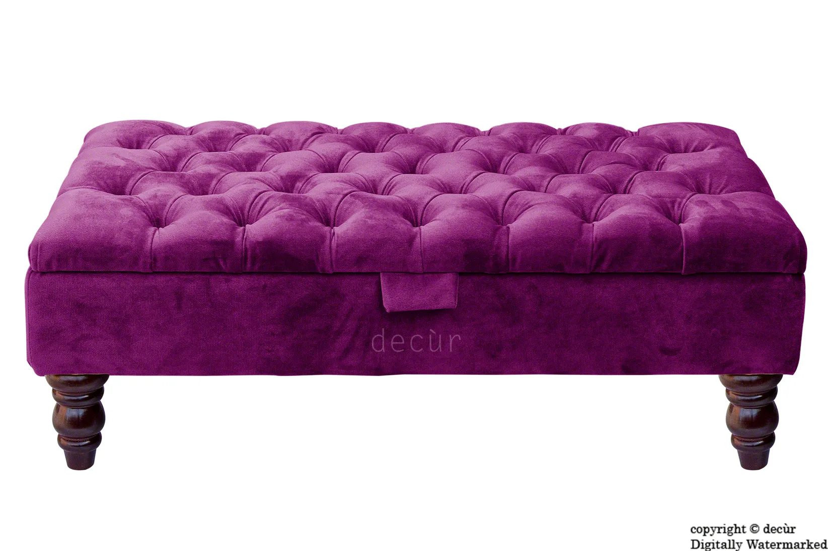 Tiffany Buttoned Velvet Footstool - Boysenberry with Optional Storage