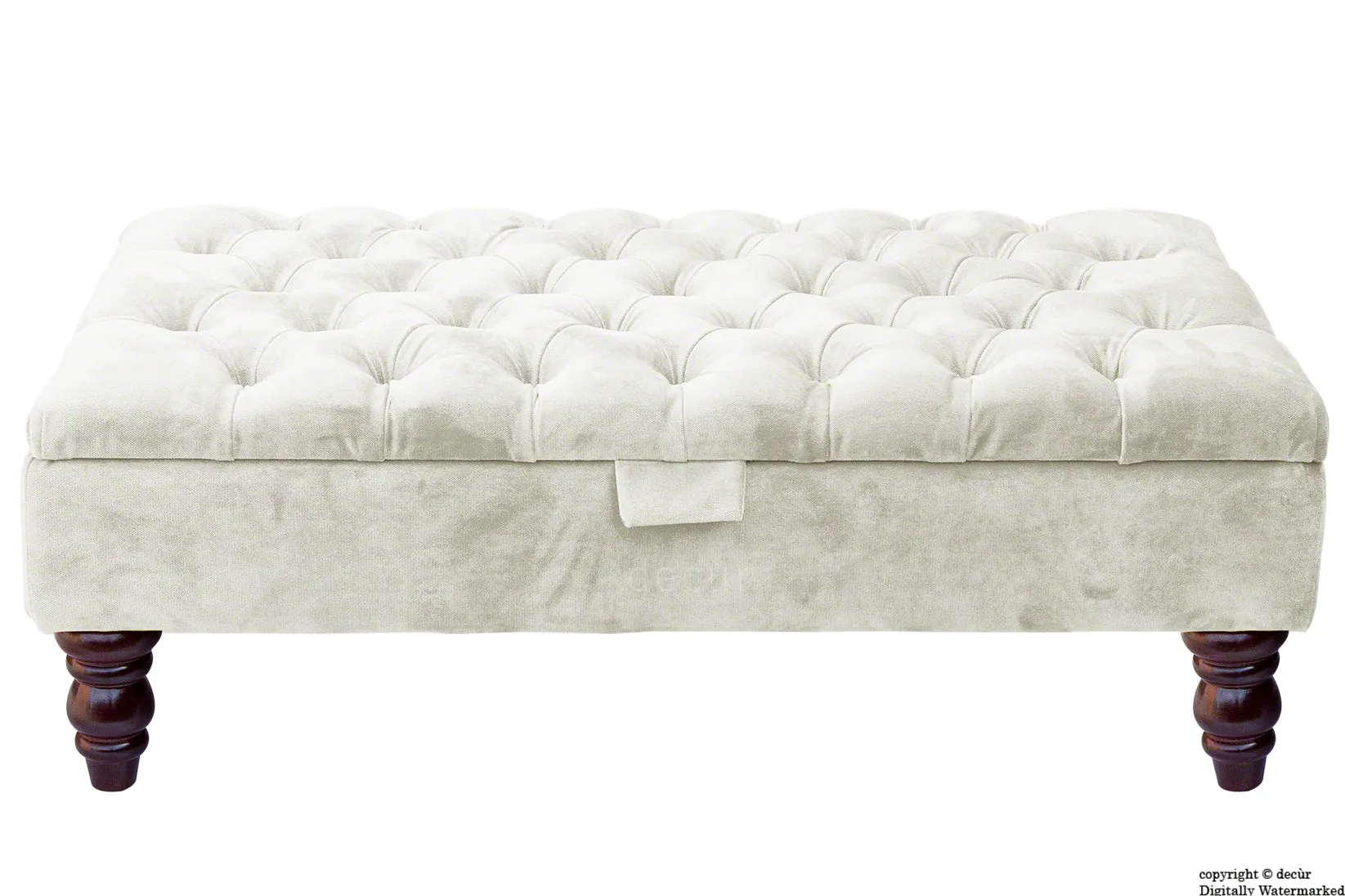 Tiffany Buttoned Velvet Footstool - Cream with Optional Storage