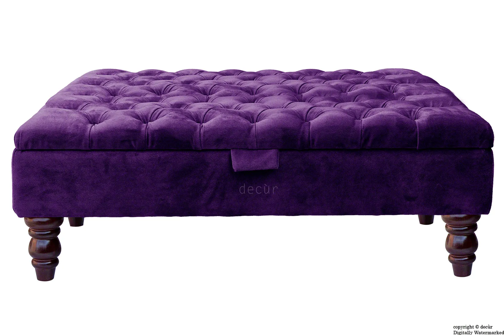 Tiffany Buttoned Velvet Footstool Large - Amethyst with Optional Storage
