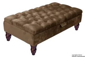 Tiffany Buttoned Velvet Footstool - Mushroom with Optional Storage