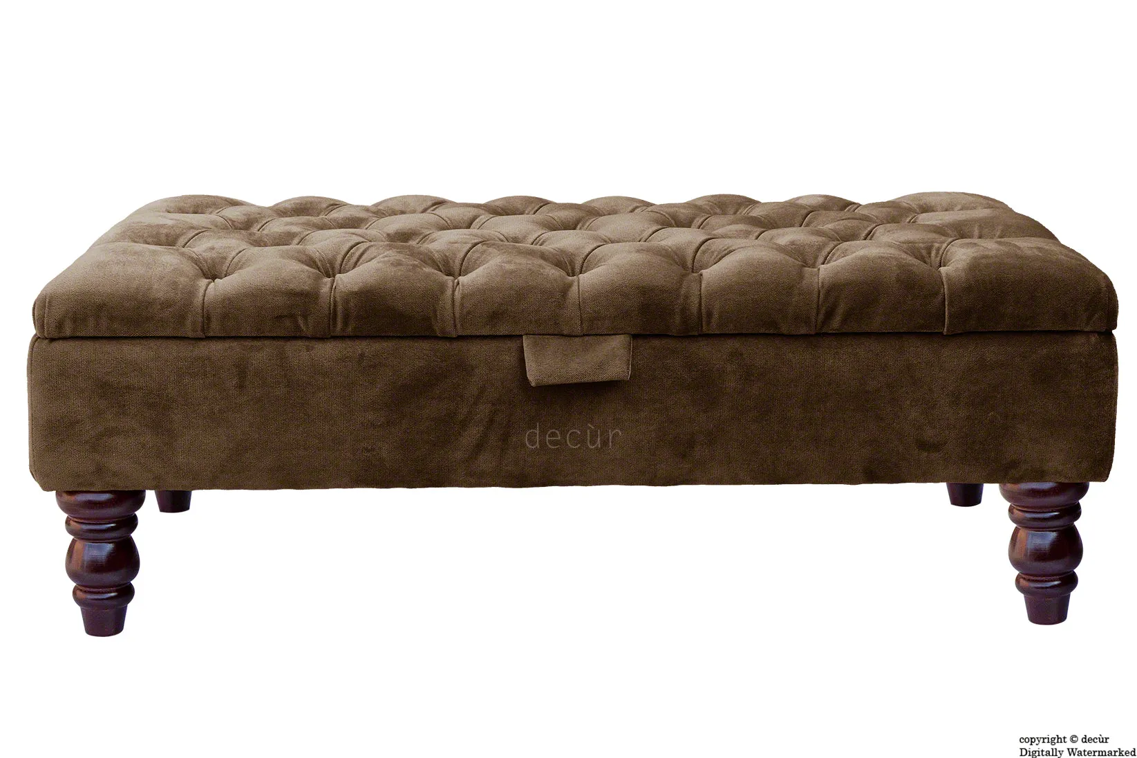 Tiffany Buttoned Velvet Footstool - Mushroom with Optional Storage