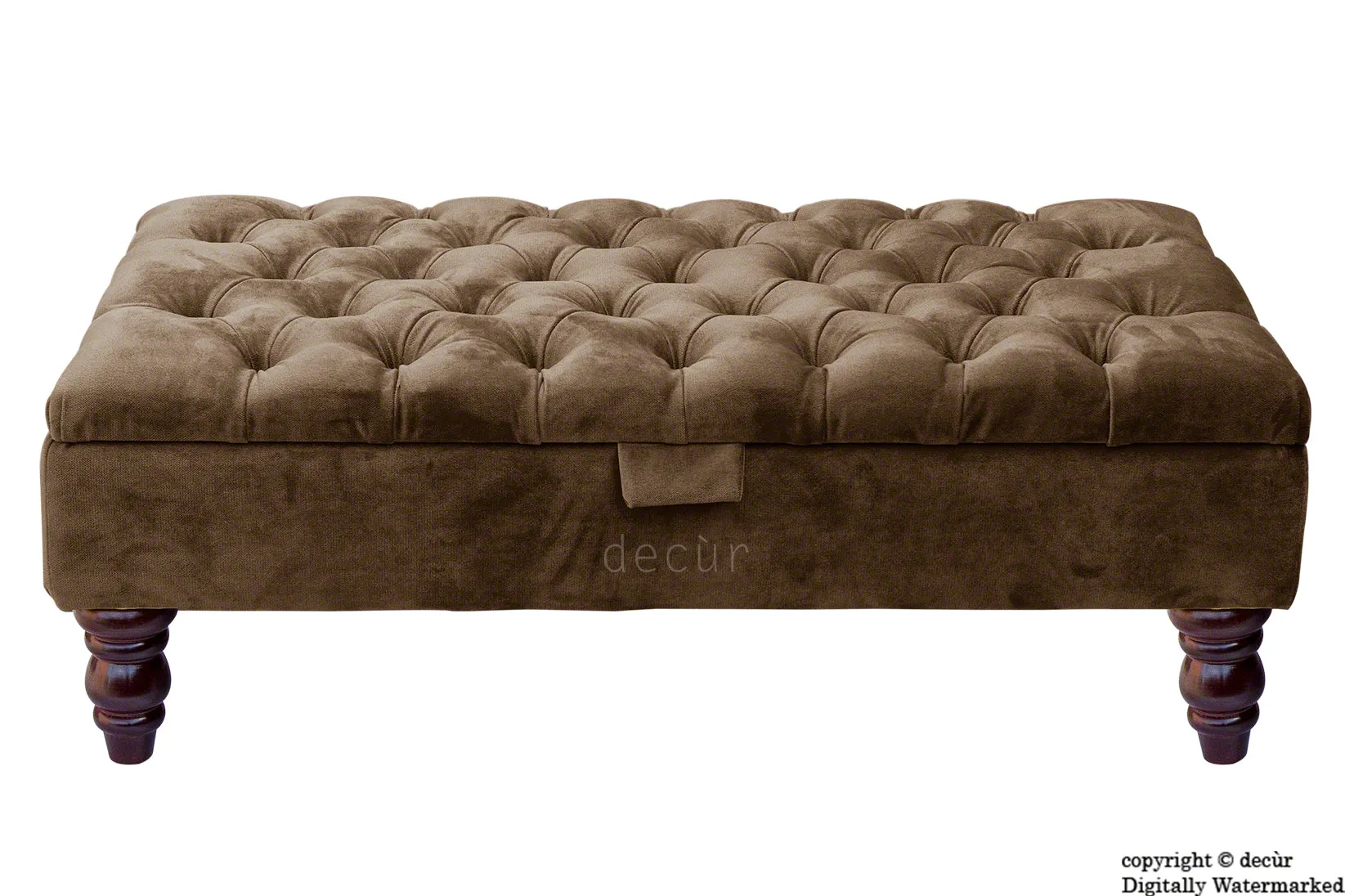 Tiffany Buttoned Velvet Footstool - Mushroom with Optional Storage