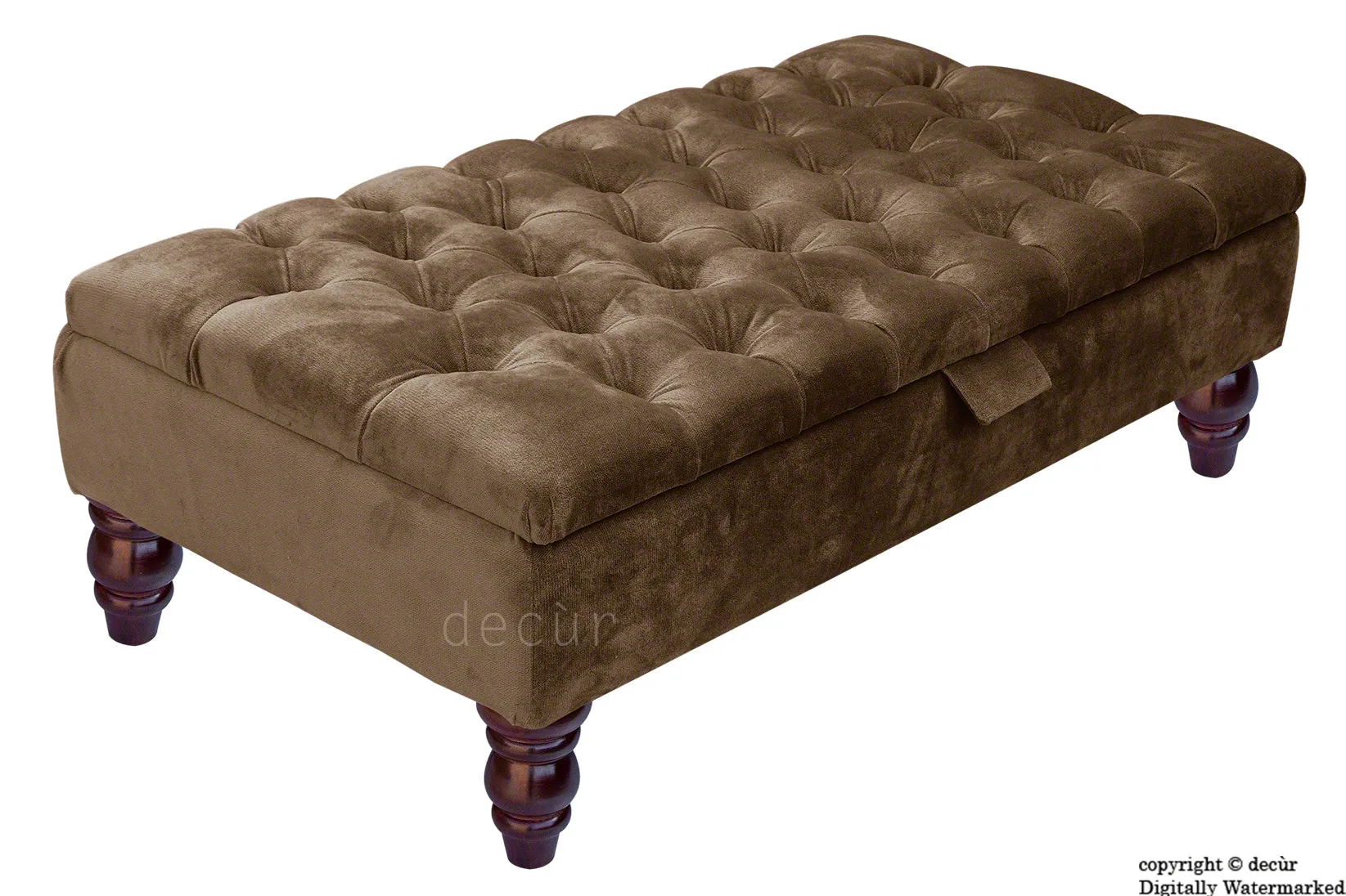 Tiffany Buttoned Velvet Footstool - Mushroom with Optional Storage