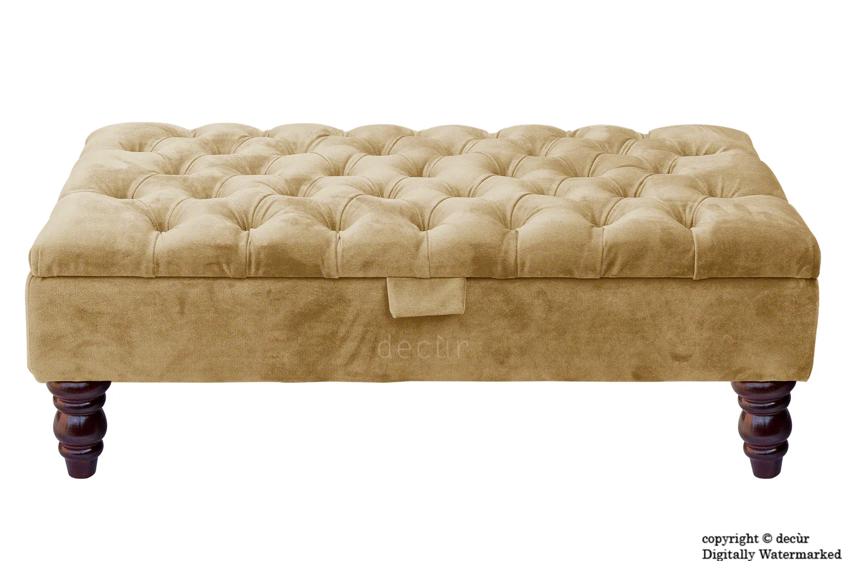 Tiffany Buttoned Velvet Footstool - Parchment with Optional Storage