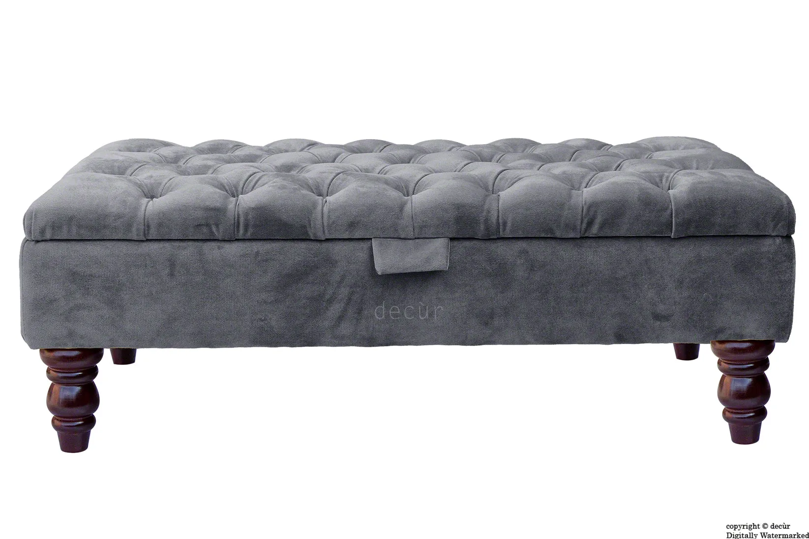 Tiffany Buttoned Velvet Footstool - Seal with Optional Storage