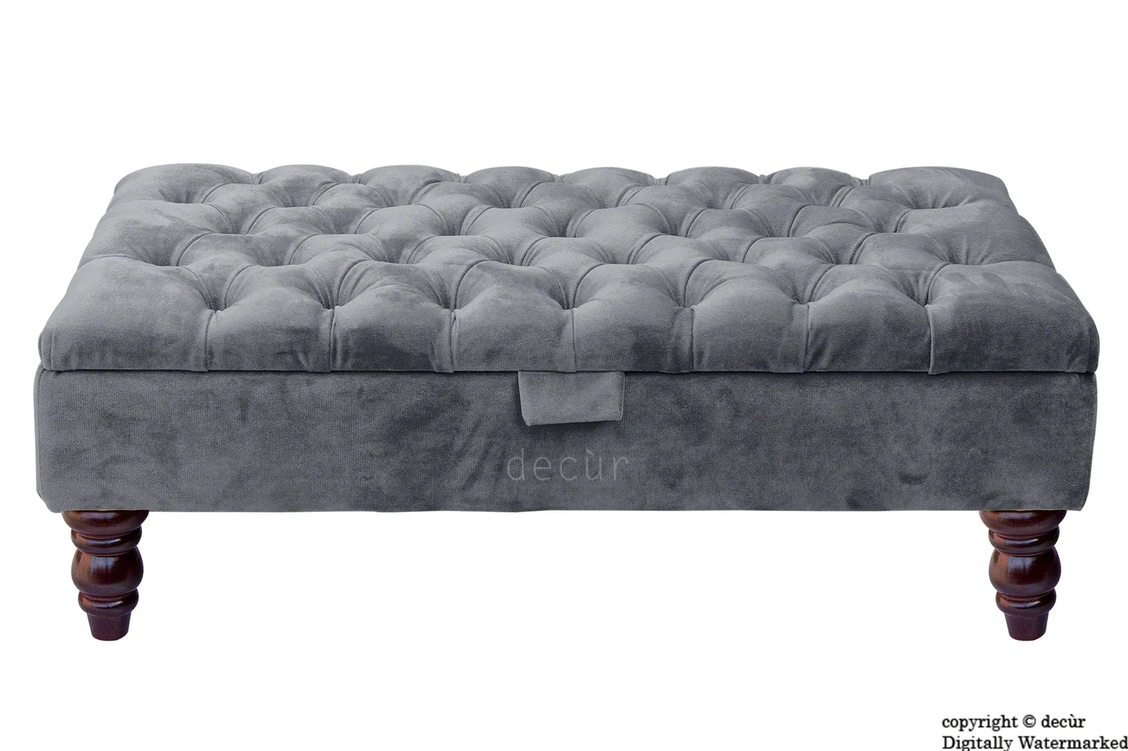 Tiffany Buttoned Velvet Footstool - Seal with Optional Storage