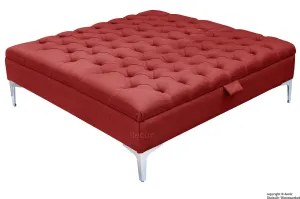 Tiffany Modern Buttoned Linen Footstool Large - Wine with Optional Storage