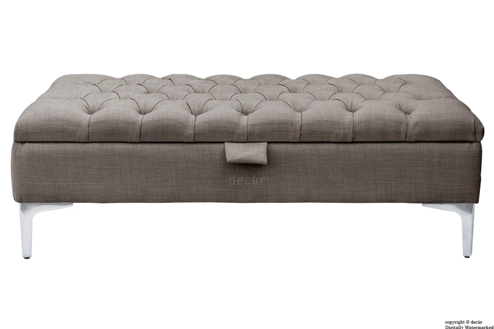 Tiffany Modern Buttoned Linen Footstool - Slate with Optional Storage