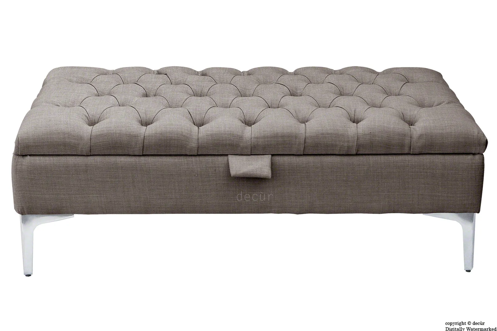 Tiffany Modern Buttoned Linen Footstool - Slate with Optional Storage