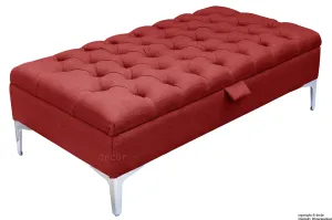 Tiffany Modern Buttoned Linen Footstool - Wine with Optional Storage
