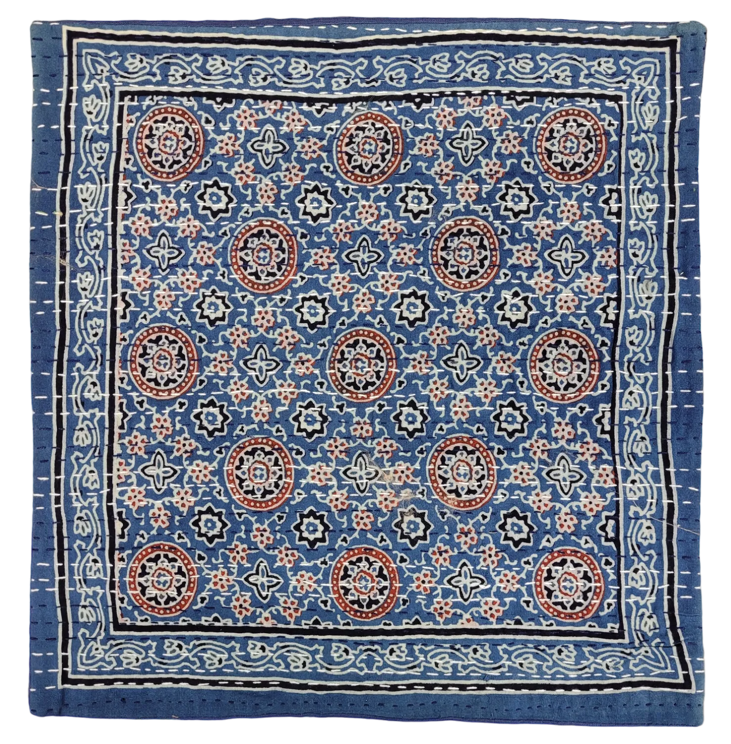 Traditional Blue 'Kantha' Cushion Cover