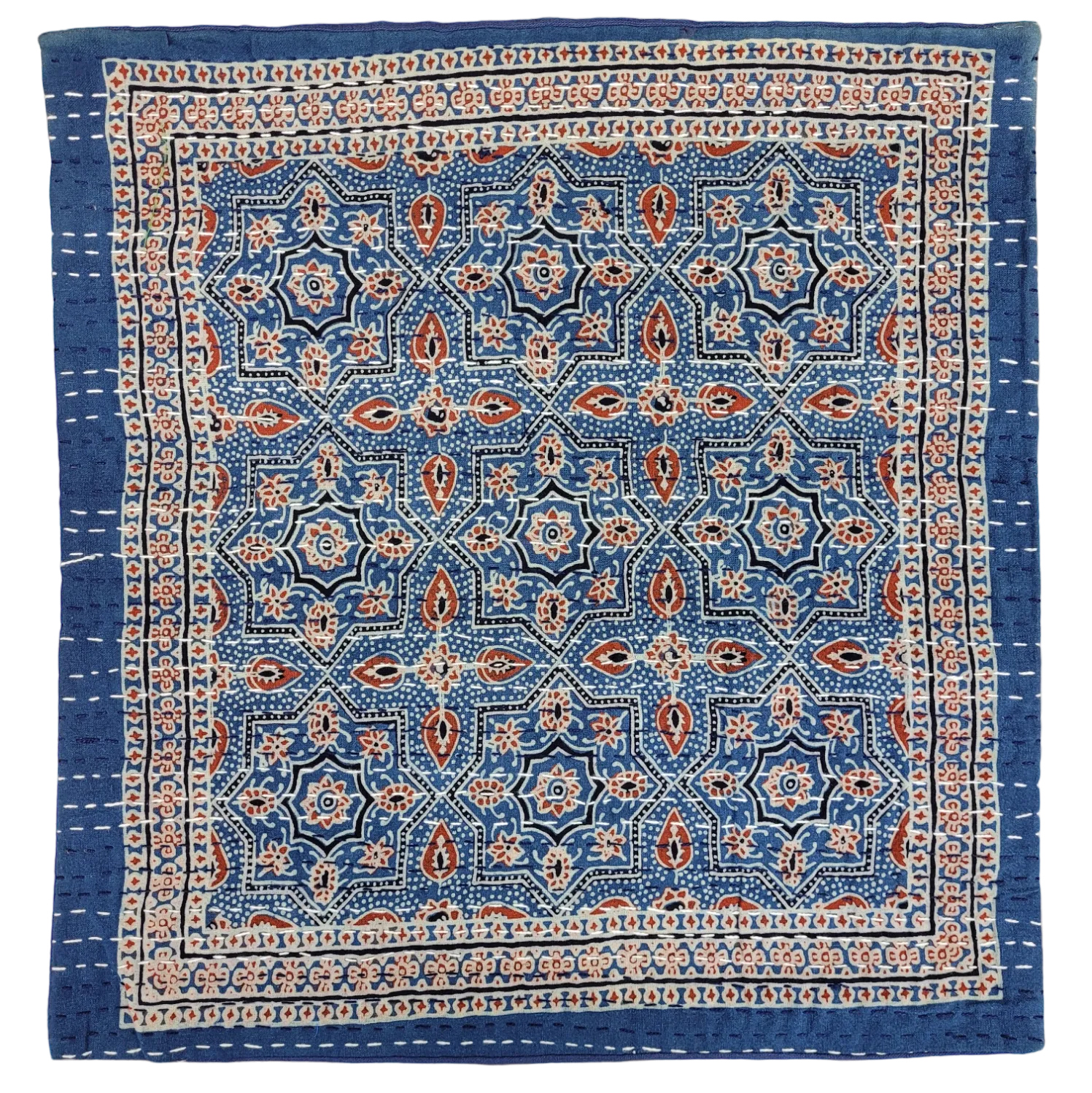 Traditional Blue 'Kantha' Cushion Cover