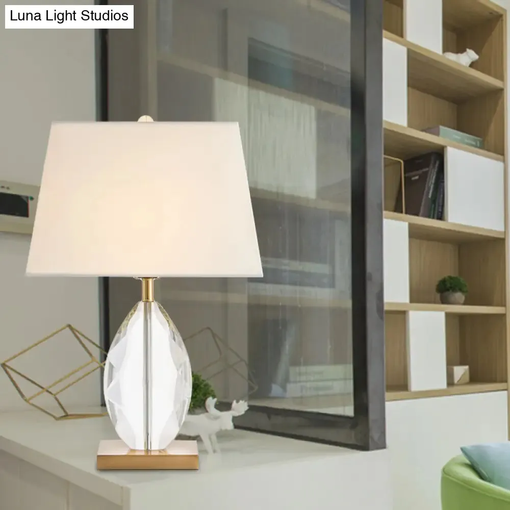 Traditional Oval Table Lamp with White Crystal Night Light