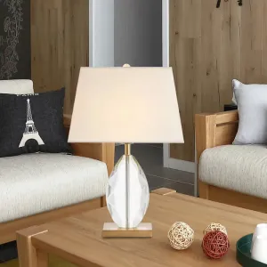 Traditional Oval Table Lamp with White Crystal Night Light