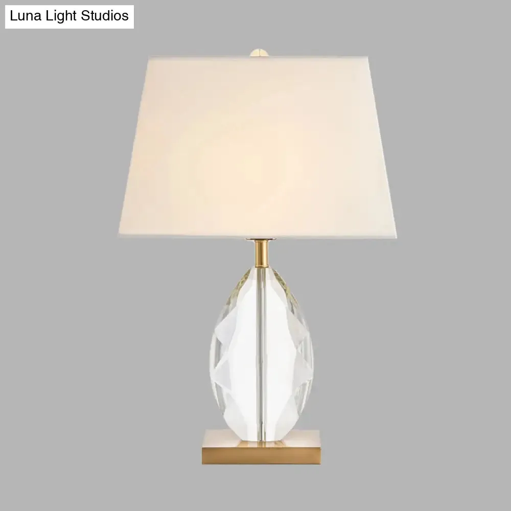 Traditional Oval Table Lamp with White Crystal Night Light