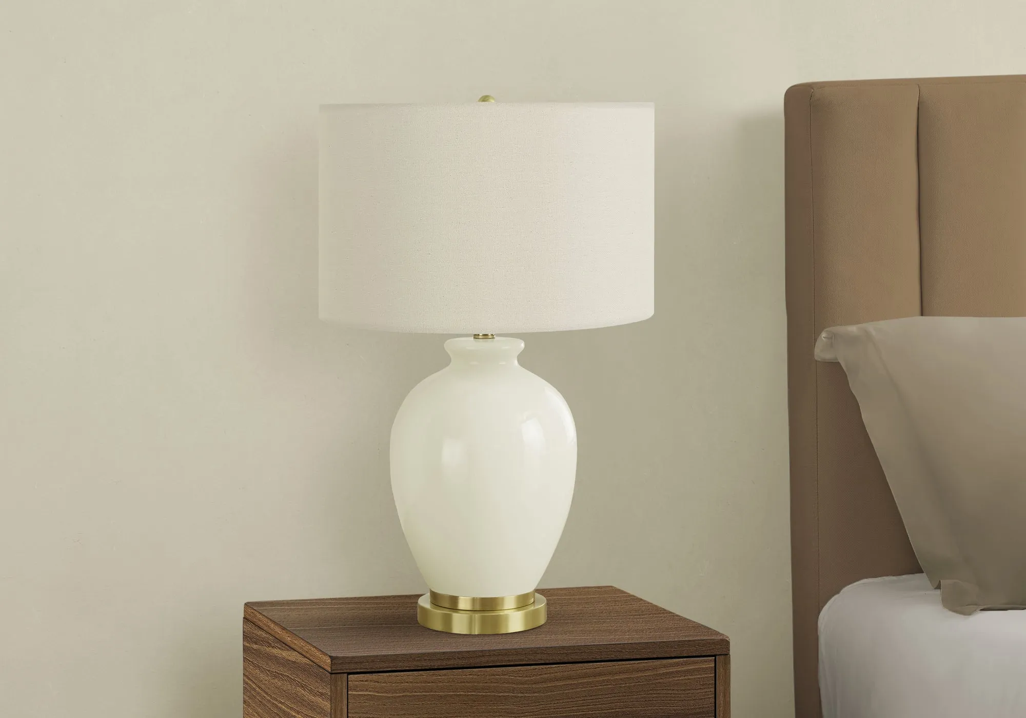Transitional Ivory/Cream Ceramic Table Lamp - 26"H, Lighting