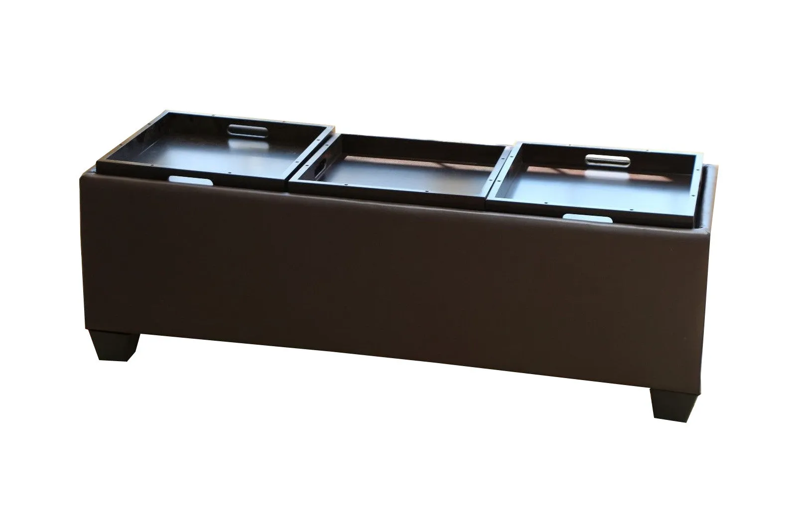 Tribeca Ottoman with 3 Tray Tops in Brown