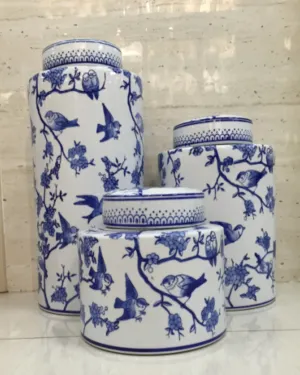 Triton Blue and White Vases Set of 3 - Angie Homes