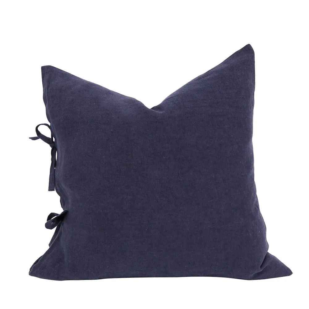 Tully Indigo Luxury Bow Tied Lounge / Chair Cushion 55cm x 55cm