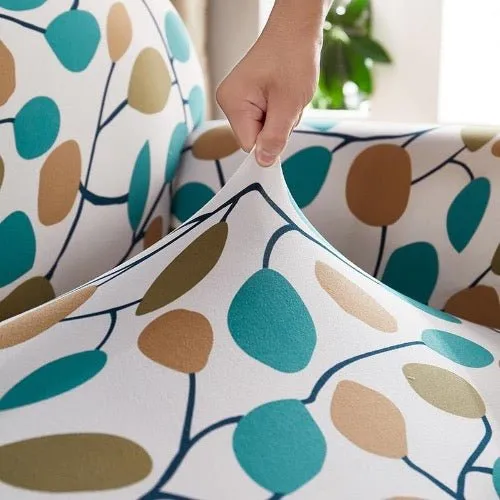 Two Seater Small Leaves Design, Stretchable Sofa Cover.