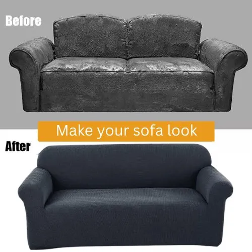 Two Seater Stretchable Sofa Cover, Leaves and Floral Design.