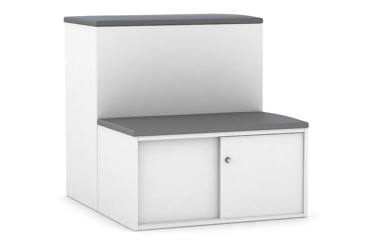 Uniform Activity Module - Med Sliding 2 Door Credenza with Low Sliding 2 Door Credenza - Seat Cushion [Black Handle]