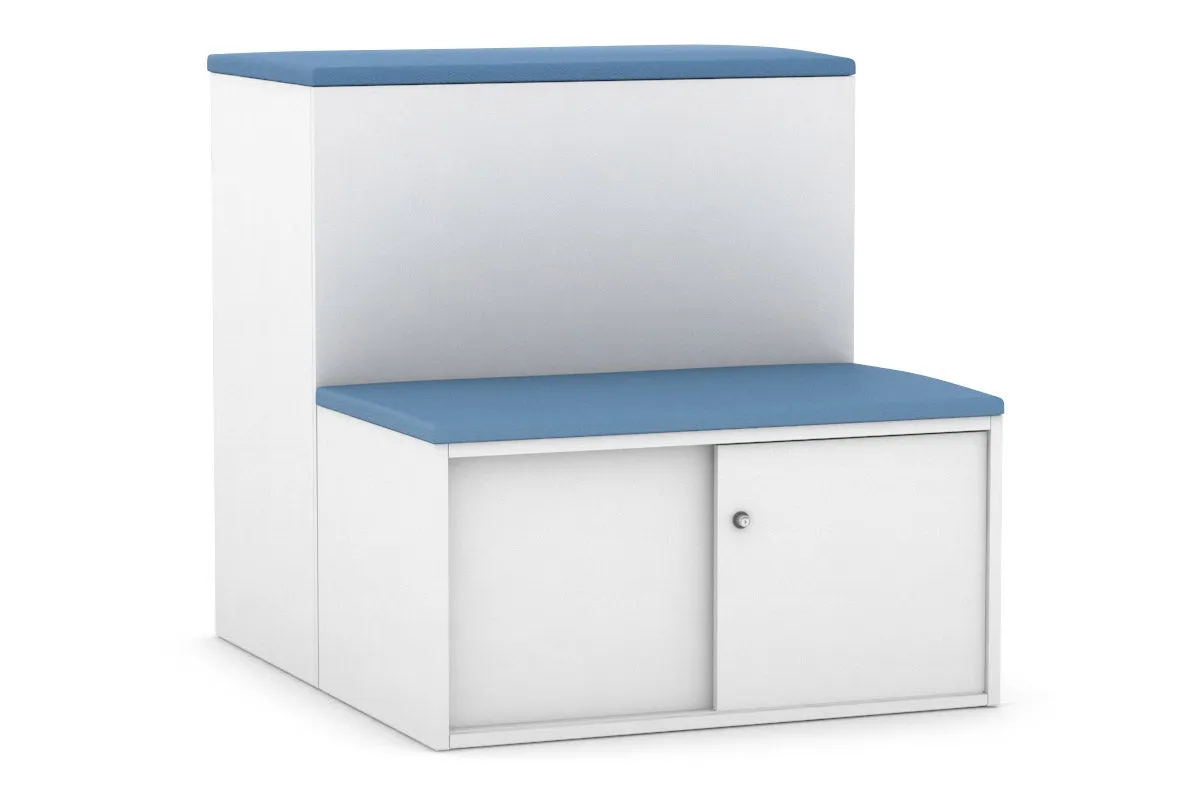 Uniform Activity Module - Med Sliding 2 Door Credenza with Low Sliding 2 Door Credenza - Seat Cushion [Black Handle]