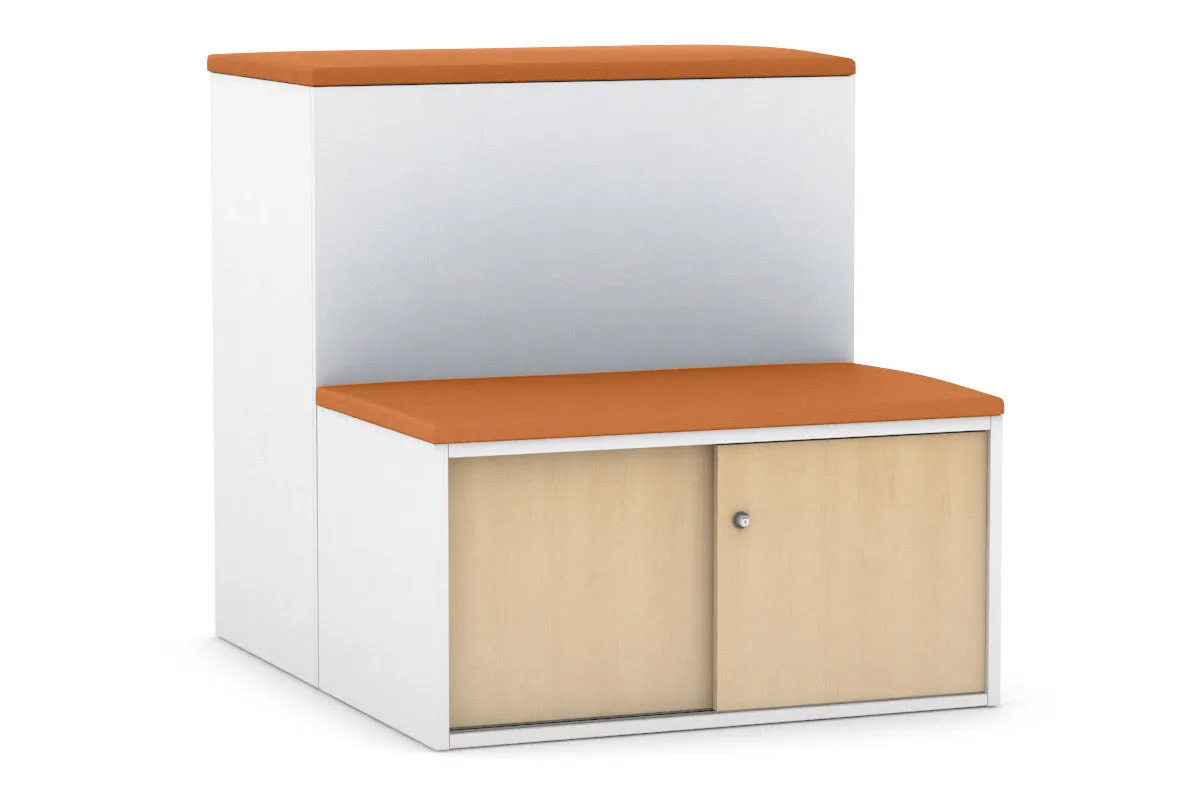 Uniform Activity Module - Med Sliding 2 Door Credenza with Low Sliding 2 Door Credenza - Seat Cushion [Black Handle]