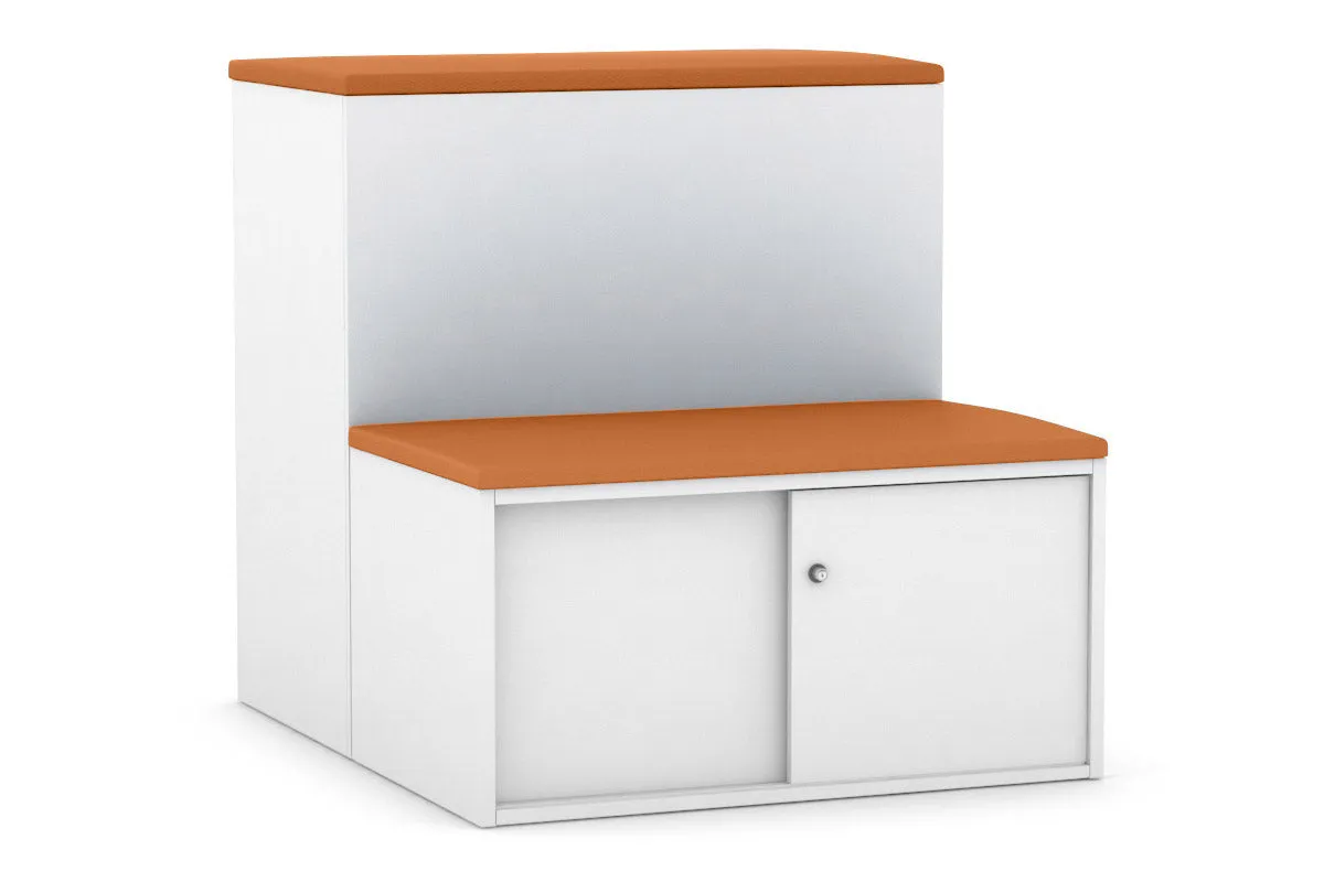 Uniform Activity Module - Med Sliding 2 Door Credenza with Low Sliding 2 Door Credenza - Seat Cushion [Black Handle]