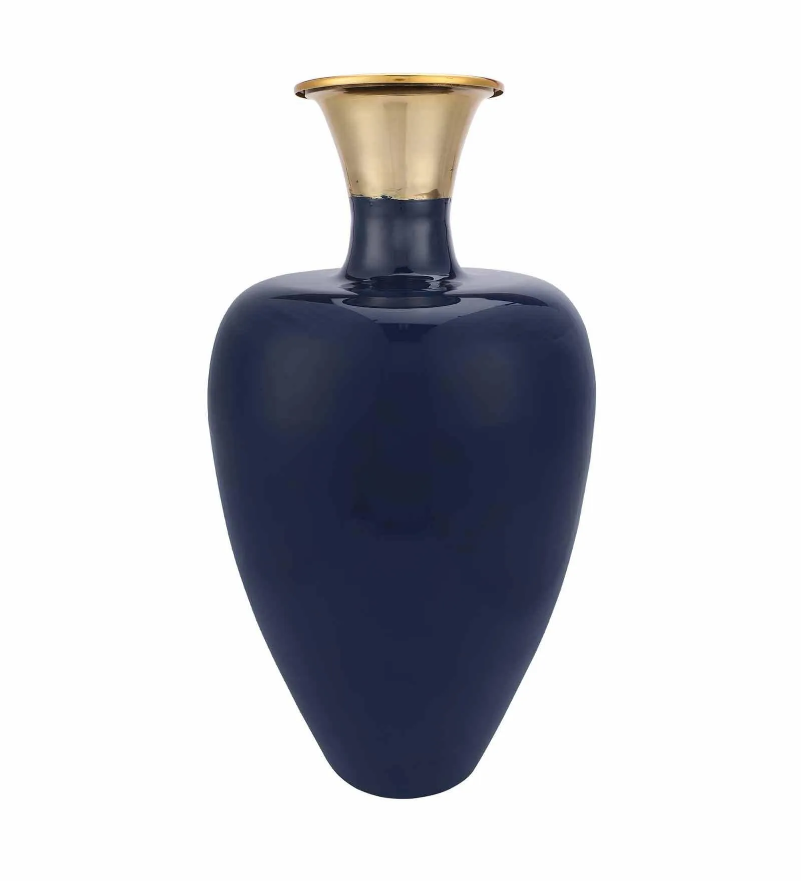 Urn Deidra Teal Blue Metal & Brass Vase Finger Painted Enamel,