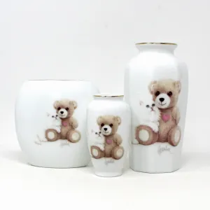 Vases, OMC Otagiri, Bear with Cat, Bob Harrison Designs, Set of 3, Japan, Vintage