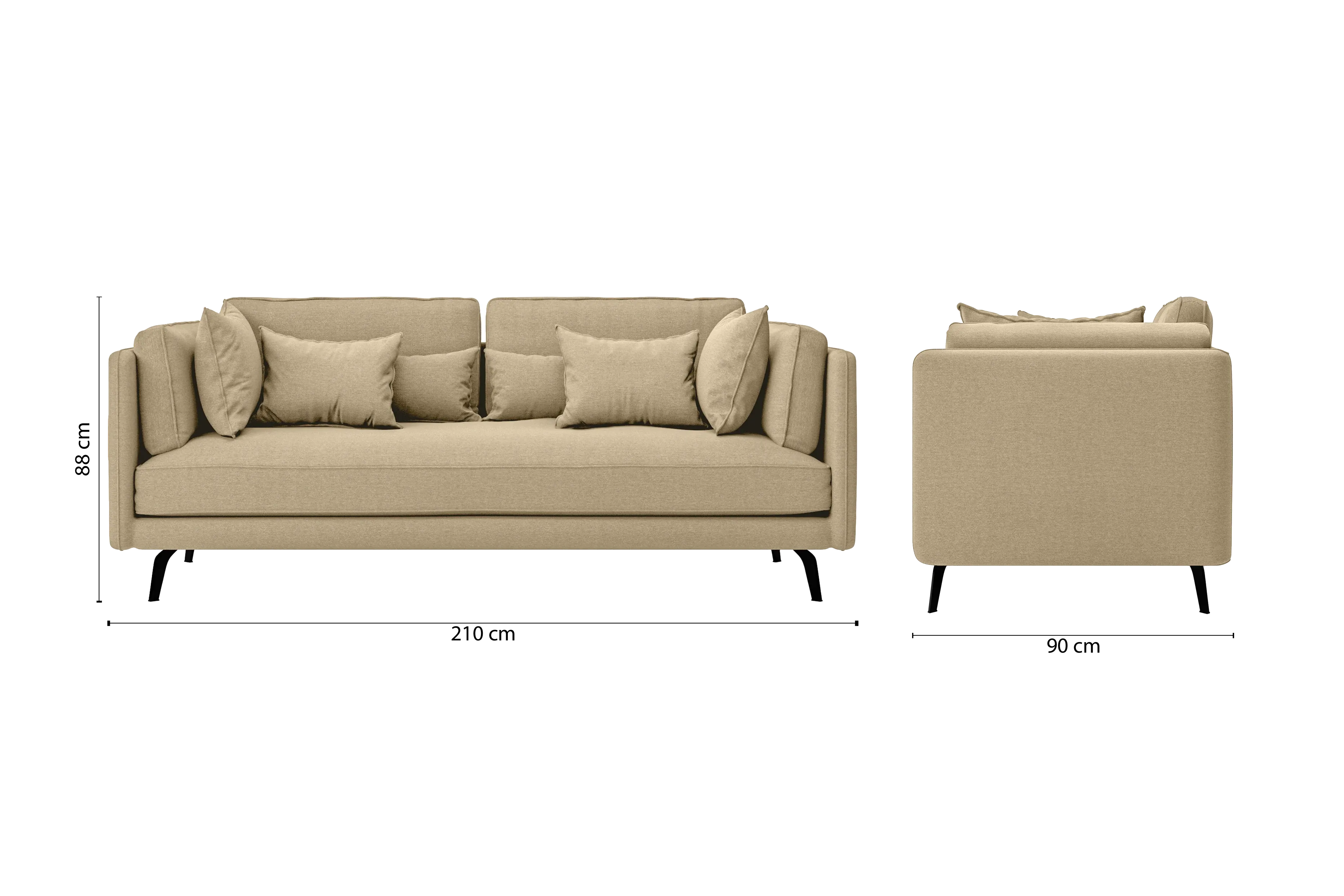 Velletri 3 Seater Sofa Beige Linen Fabric