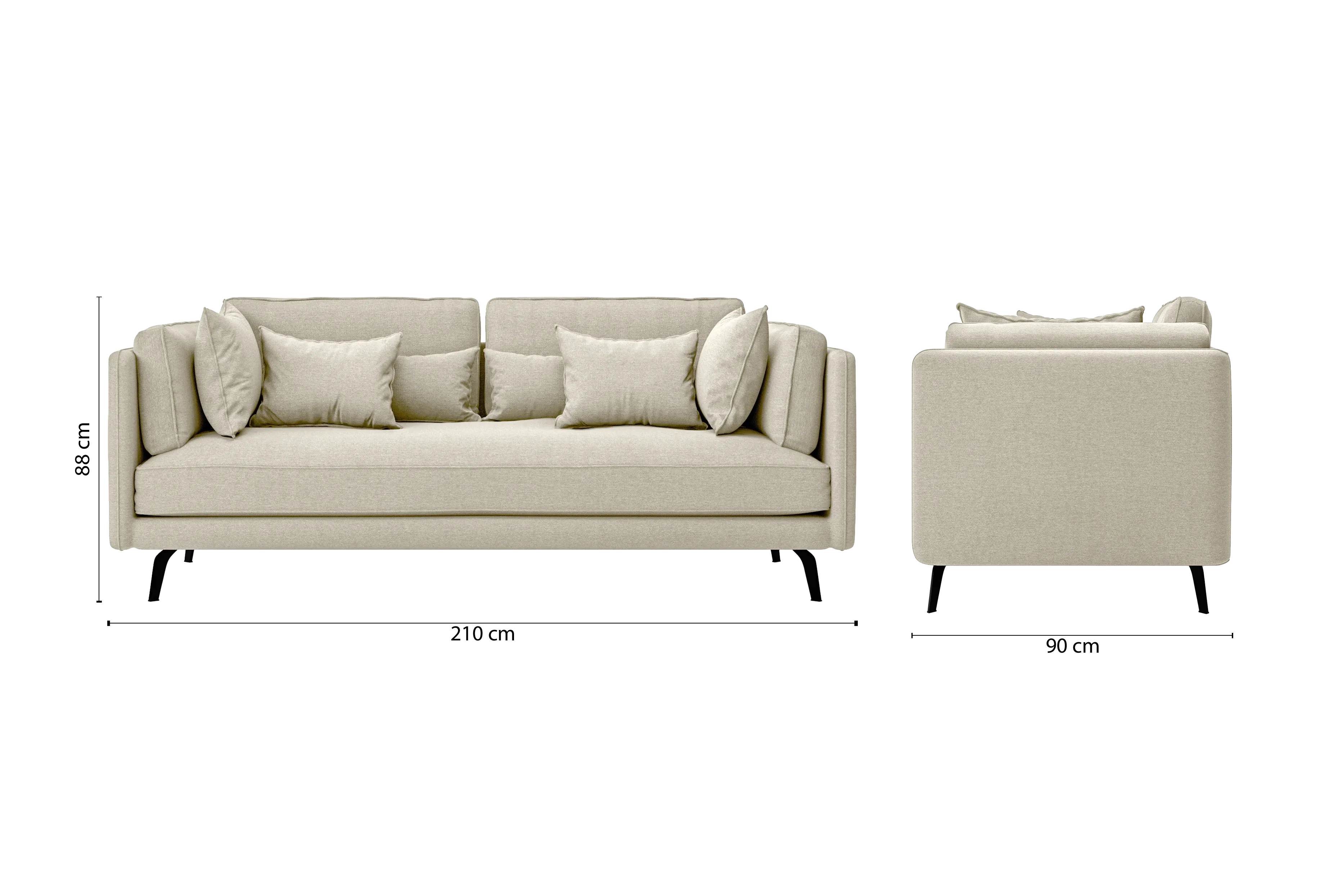 Velletri 3 Seater Sofa Cream Linen Fabric