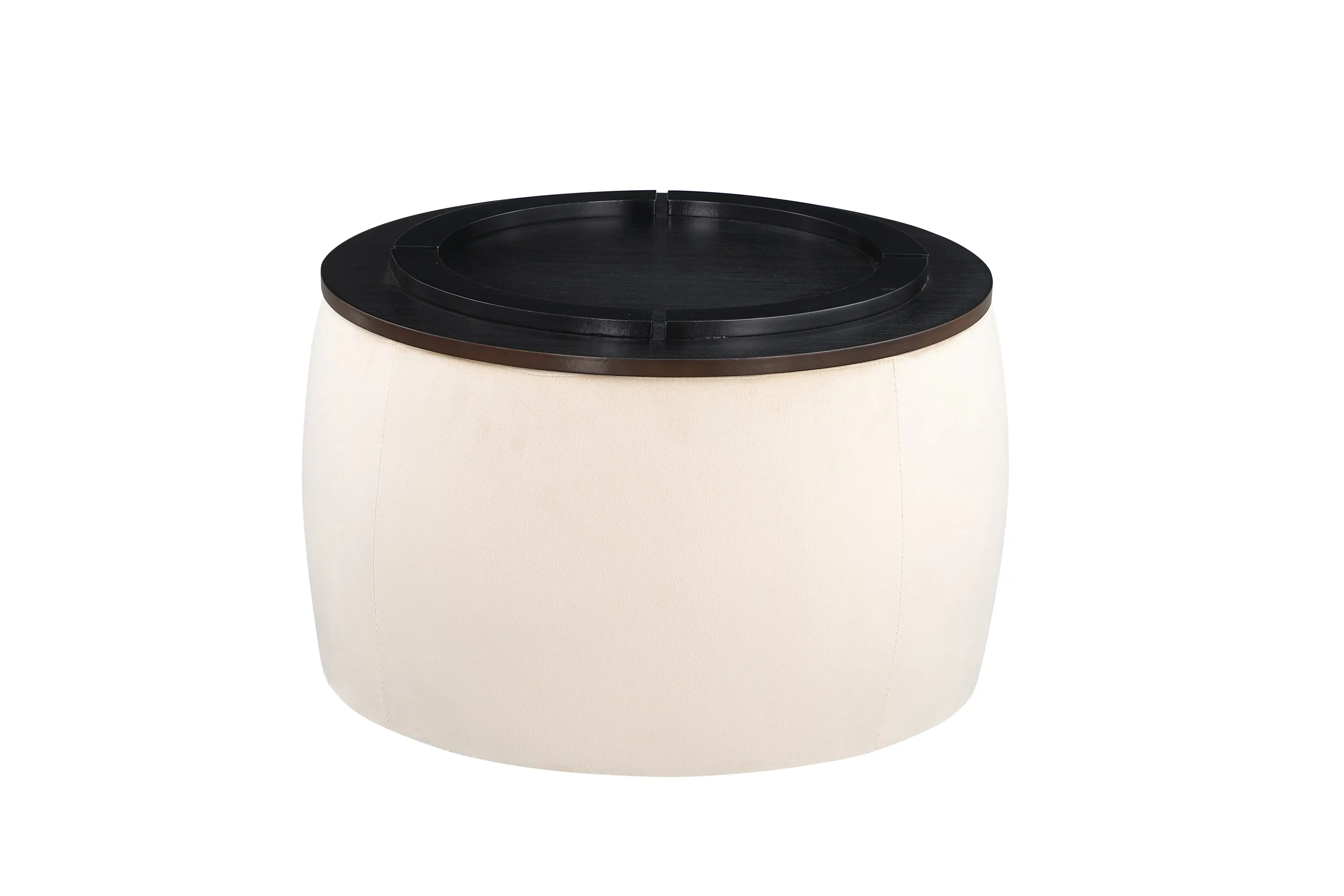 Versa Round Ottoman Set with Storage - Beige