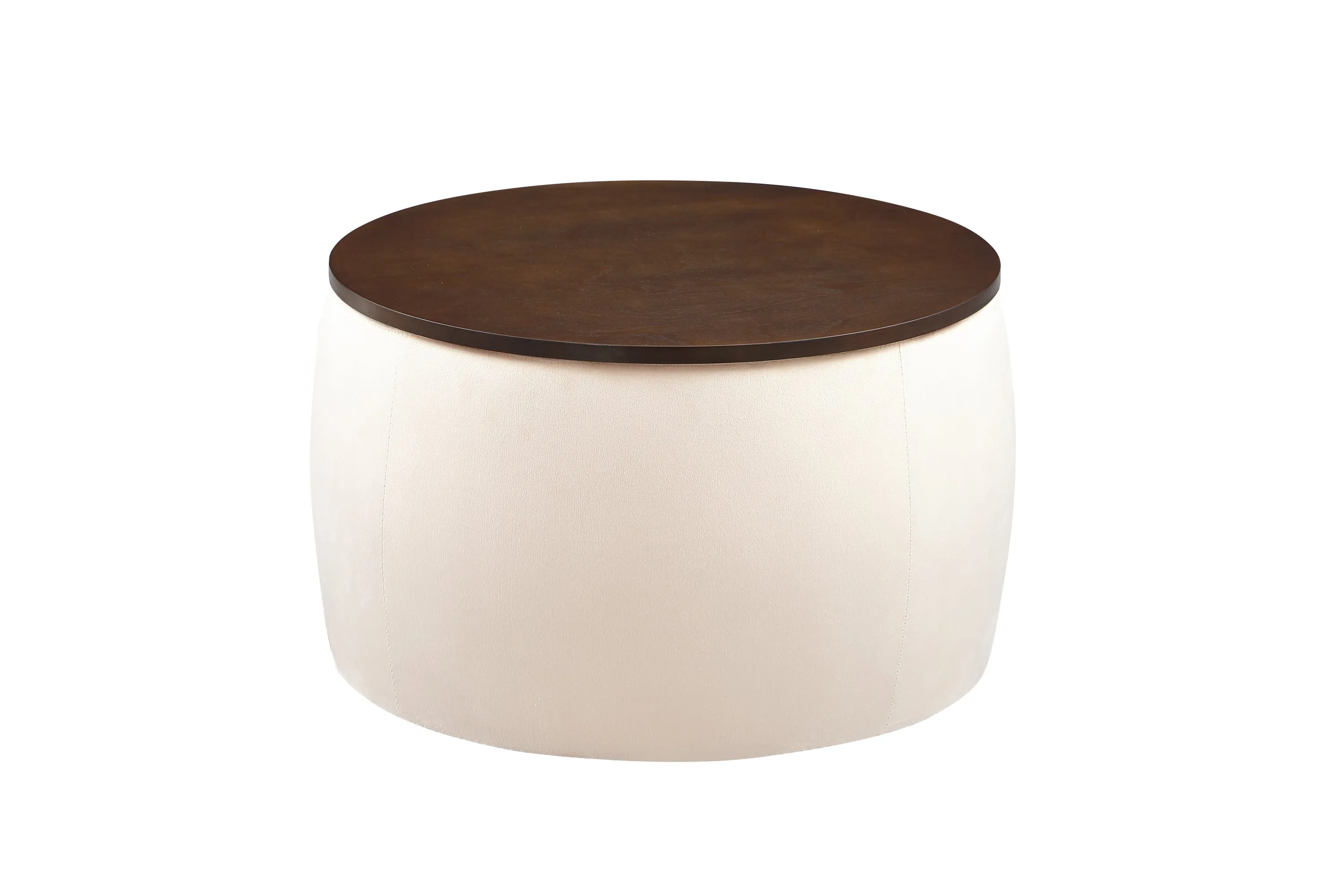 Versa Round Ottoman Set with Storage - Beige