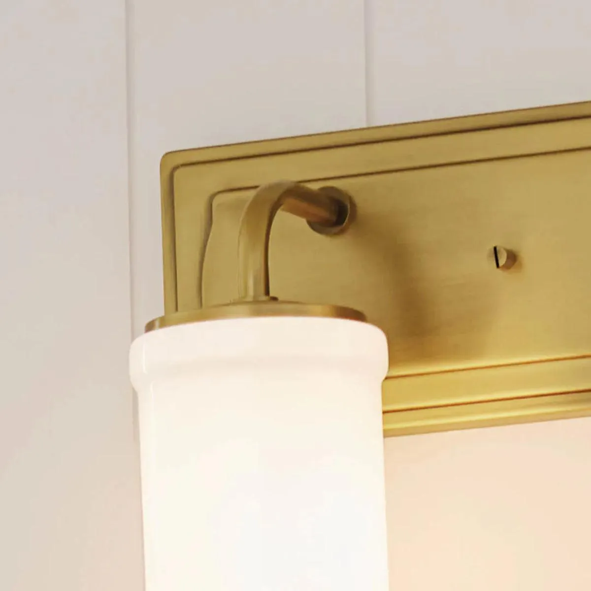 Vetivene 15 In 2-Lights Bathroom Vanity Light With Opal Glass, Gold Finish