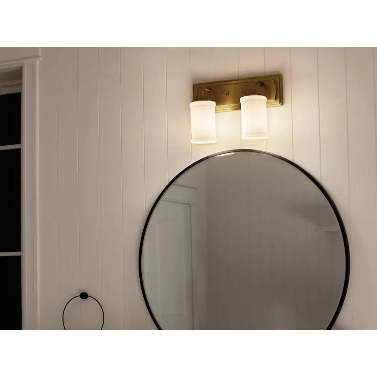 Vetivene 15 In 2-Lights Bathroom Vanity Light With Opal Glass, Gold Finish