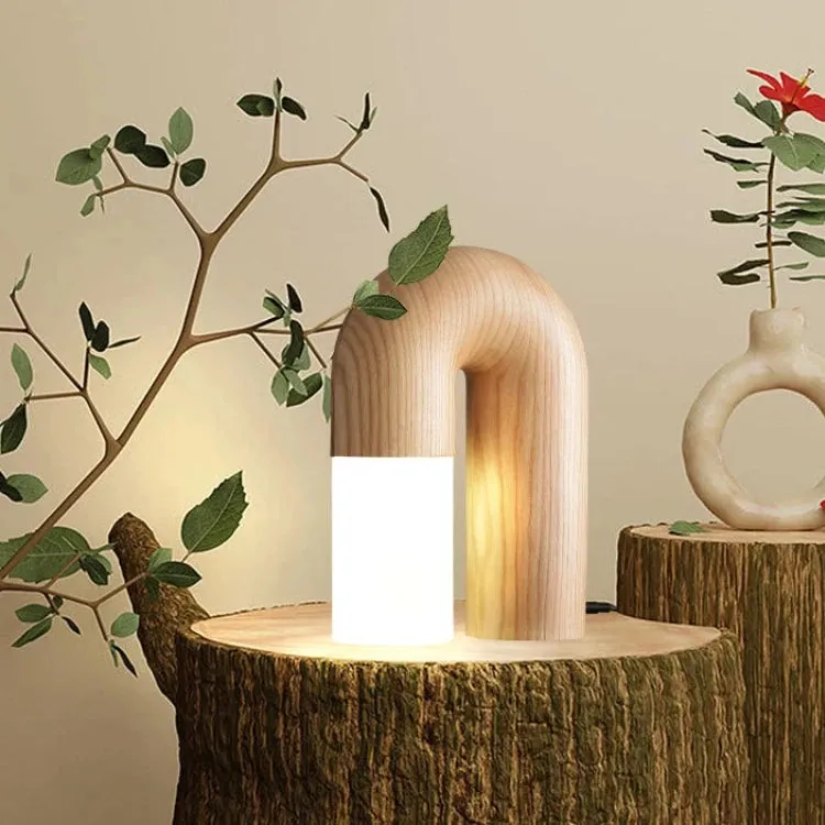Vintage Ash Wood Table Lamp