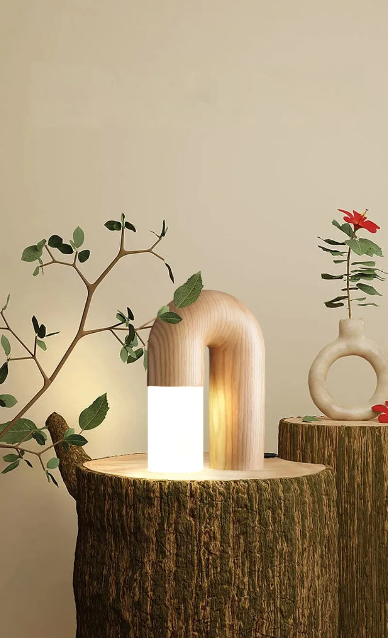 Vintage Ash Wood Table Lamp