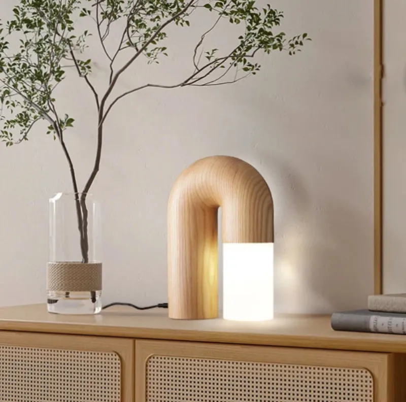 Vintage Ash Wood Table Lamp