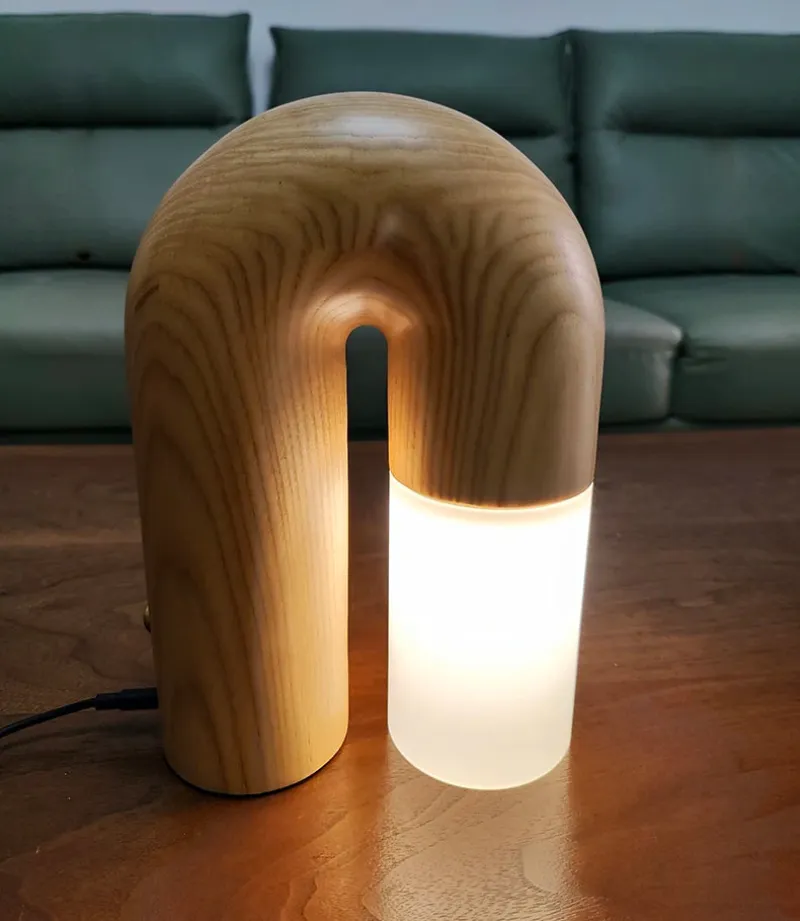 Vintage Ash Wood Table Lamp
