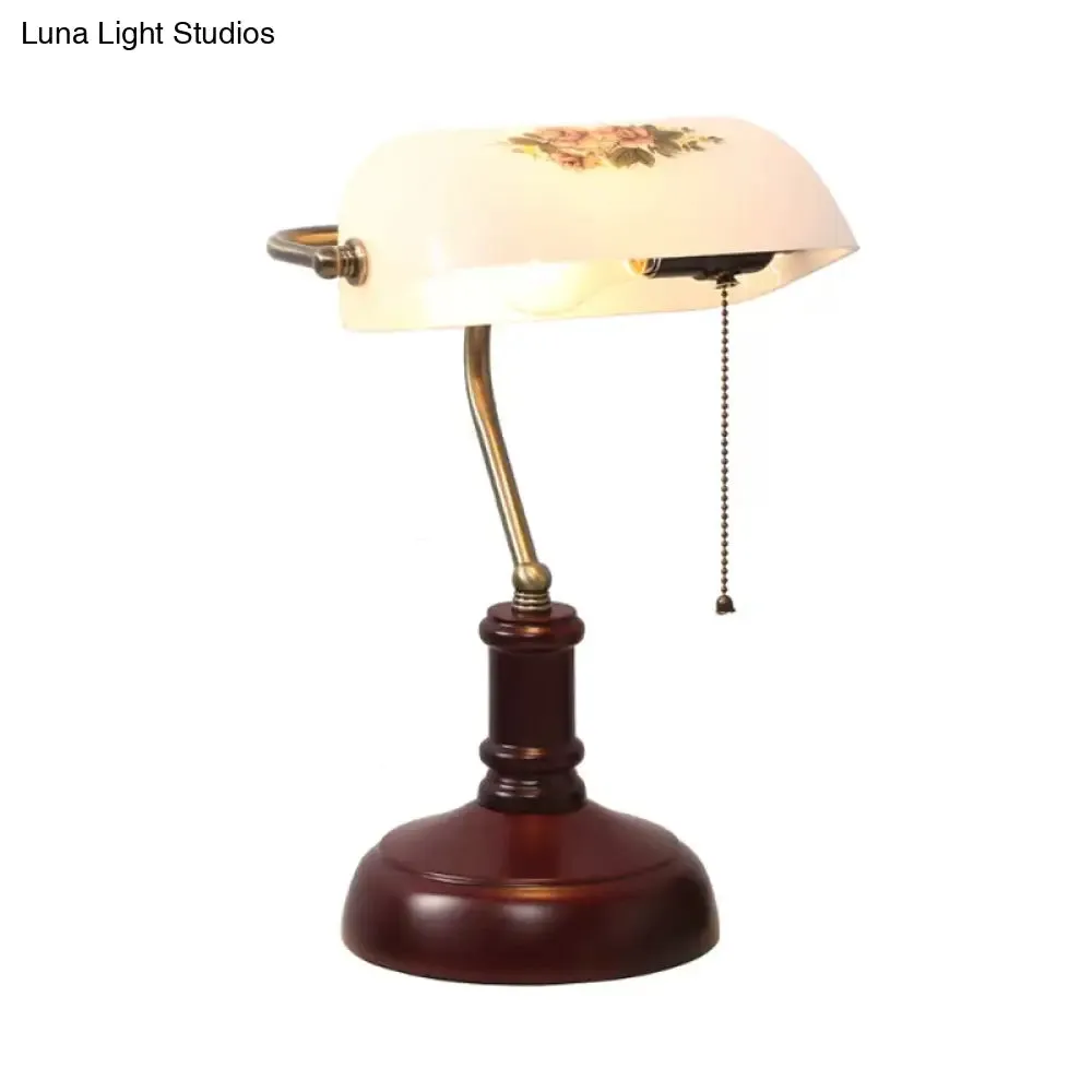 Vintage Crystal 1-Light Table Lamp in Red Brown - Bedside Nightstand