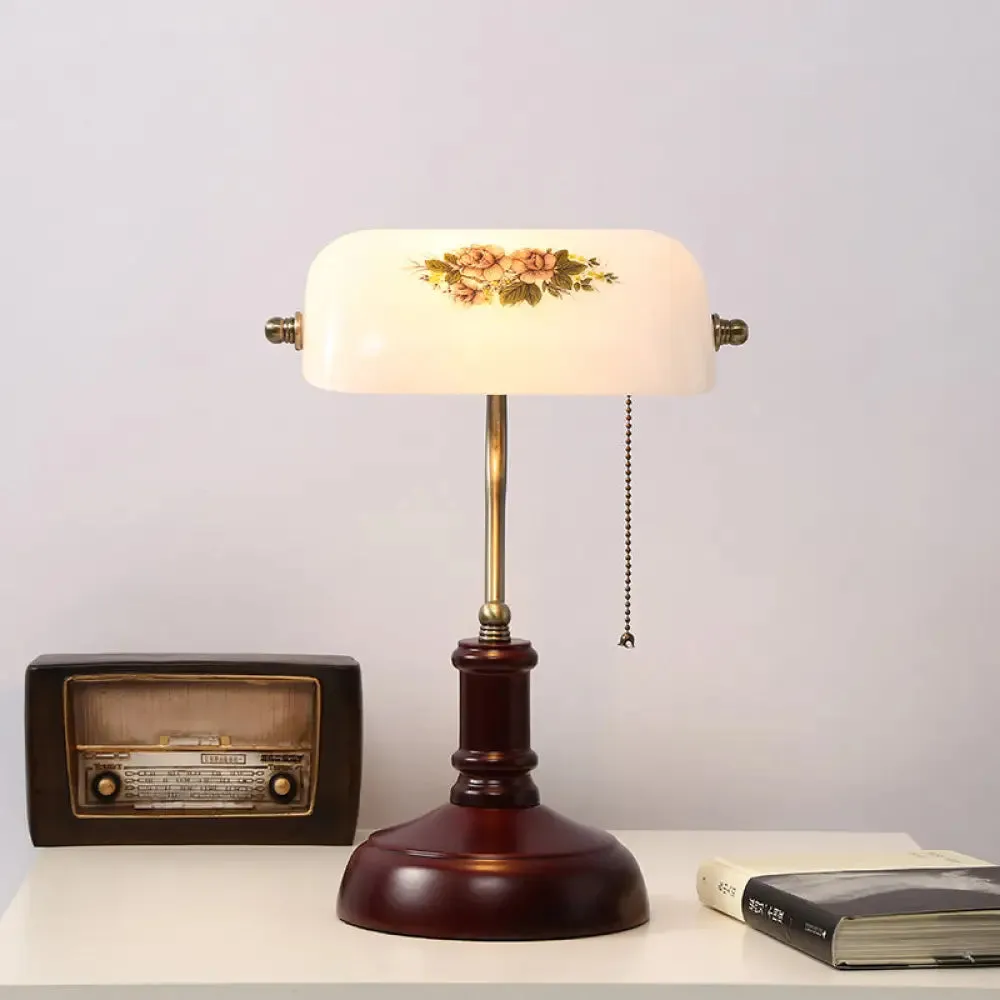 Vintage Crystal 1-Light Table Lamp in Red Brown - Bedside Nightstand