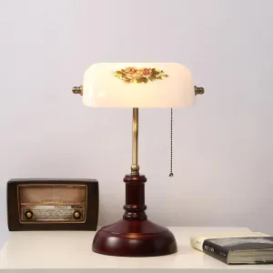 Vintage Crystal 1-Light Table Lamp in Red Brown - Bedside Nightstand
