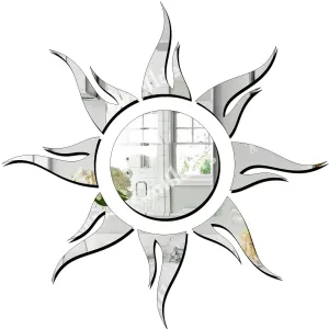 Wall1ders 1.5 Feet Sun Flower Silver, Mirror Stickers for Wall, Acrylic Stickers, Wall Mirror Stickers, Wall Stickers for Bedroom, Hall, Home Offices