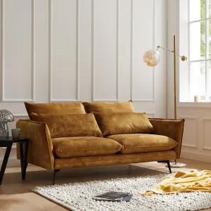 Wallace 2 Seater Sofa, Gold Velvet