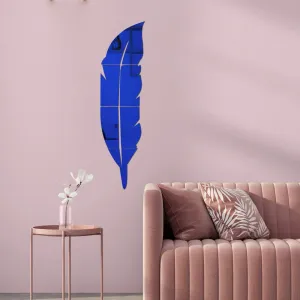 WallDaddy - Modern Plume Feather Style Acrylic Mirror Wall Stickers Home Decoration Home Decor 3D Feather Mirror Surface Wall Sticker (PlumeFeatherBlue)