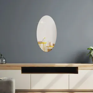 WallDaddy - Self Adhesive Plastic Oval Mirror for Wall Stickers (30x20) Inch Frameless Flexible Mirror for Bathroom | Bedroom | Living Room (S-OvalMirror) Mirror Wall Decor